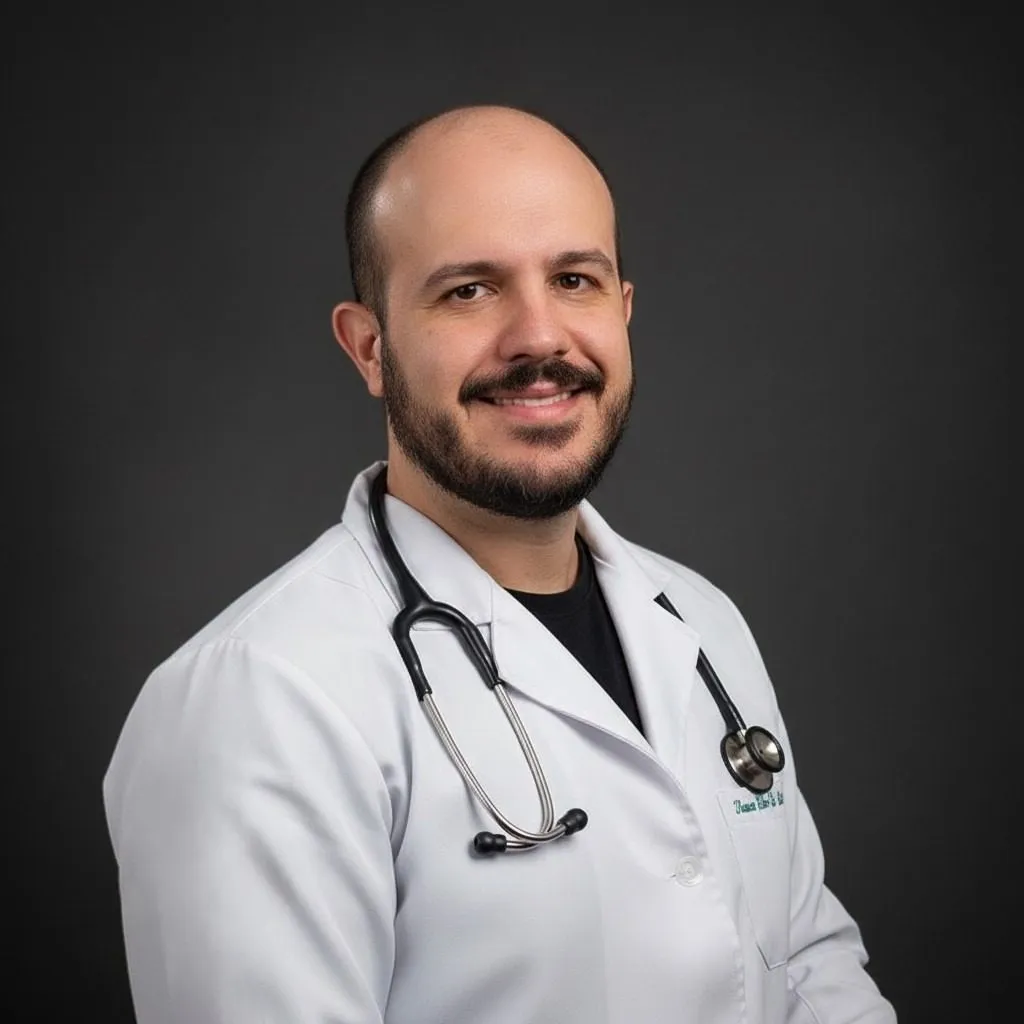 Dr. Paulo Roberto Peixoto Meirelles, Médico Geriatra, de jaleco branco com estetoscópio